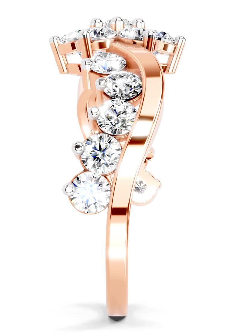 14Kt Rose Gold Lab Grown Diamond 1.41 Carat Round Shape Cluster Diamond Ring