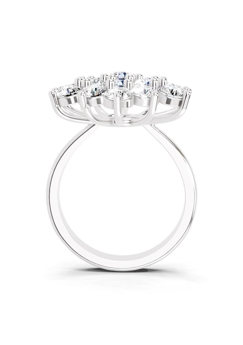 14Kt White Gold Lab Grown Diamond 3.18 Carat Round Shape Flower Diamond Ring