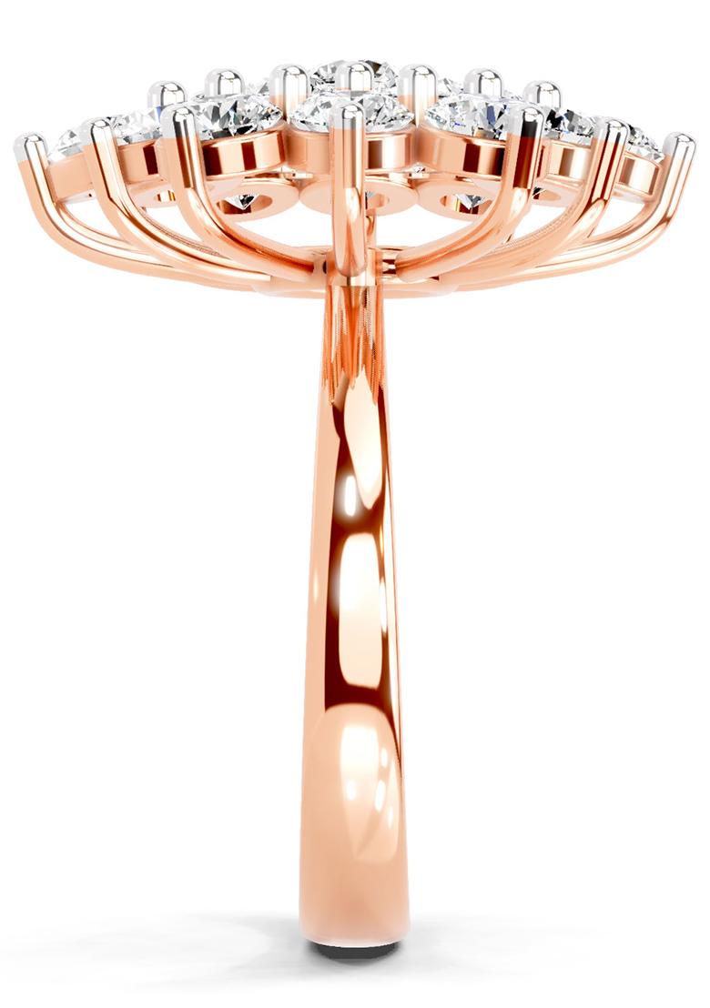 14Kt Rose Gold Lab Grown Diamond 3.18 Carat Round Shape Flower Diamond Ring