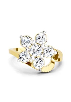 14Kt Yellow Gold Lab Grown Diamond 1.55 Carat Round Shape Floral Diamond Ring for Women