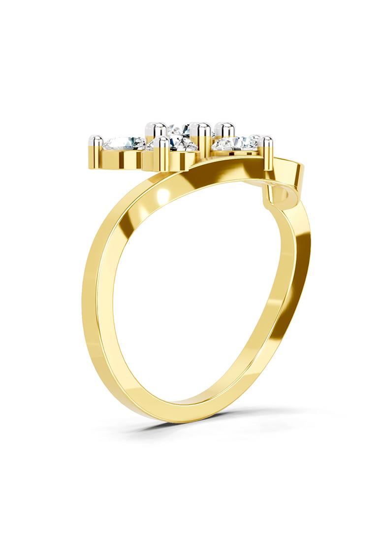 14Kt Yellow Gold Lab Grown Diamond 1.55 Carat Round Shape Floral Diamond Ring for Women