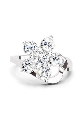 14Kt White Gold Lab Grown Diamond 1.55 Carat Round Shape Floral Diamond Ring for Women