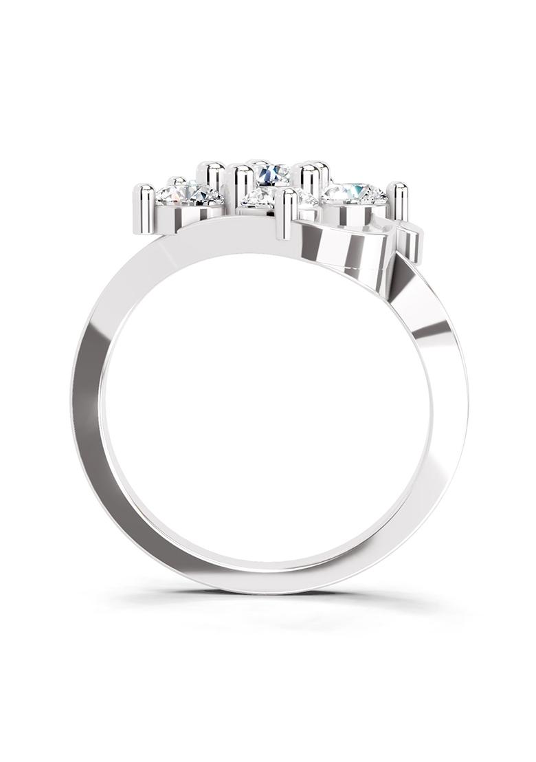 14Kt White Gold Lab Grown Diamond 1.55 Carat Round Shape Floral Diamond Ring for Women