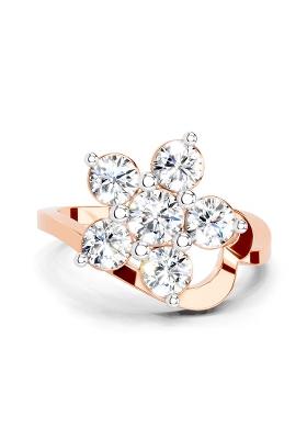 14Kt Rose Gold Lab Grown Diamond 1.55 Carat Round Shape Floral Diamond Ring for Women