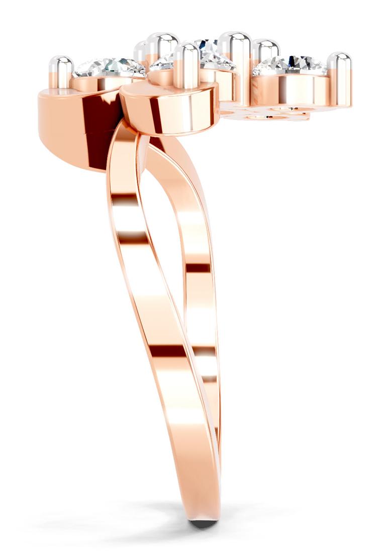 14Kt Rose Gold Lab Grown Diamond 1.55 Carat Round Shape Floral Diamond Ring for Women