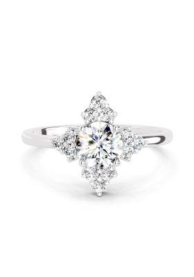 14Kt White Gold Lab Grown Diamond 0.70 Carat Round Shape Cluster Diamond Ring for Women