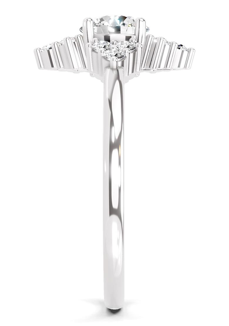 14Kt White Gold Lab Grown Diamond 0.70 Carat Round Shape Cluster Diamond Ring for Women