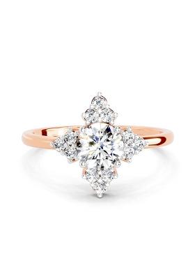 14Kt Rose Gold Lab Grown Diamond 0.70 Carat Round Shape Cluster Diamond Ring for Women