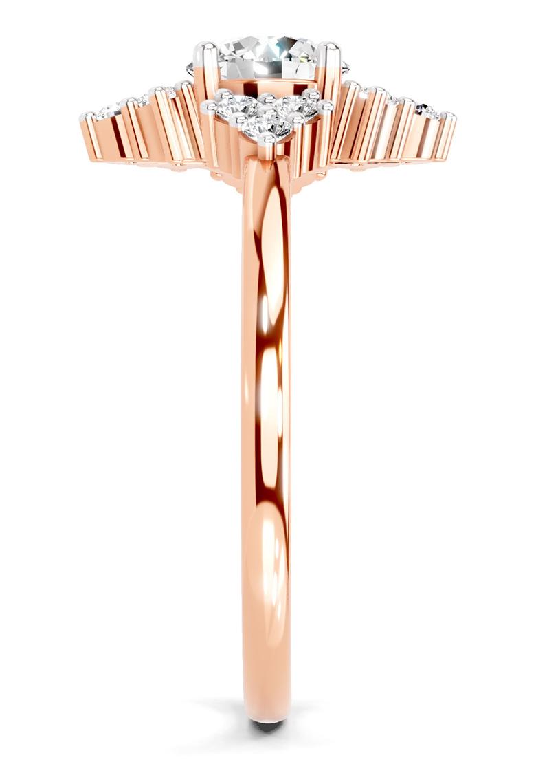 14Kt Rose Gold Lab Grown Diamond 0.70 Carat Round Shape Cluster Diamond Ring for Women