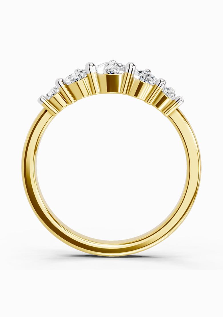 14Kt Yellow Gold Lab Grown Diamond 1.14 Carat Pear Shape 5 Stone Diamond Ring for Women