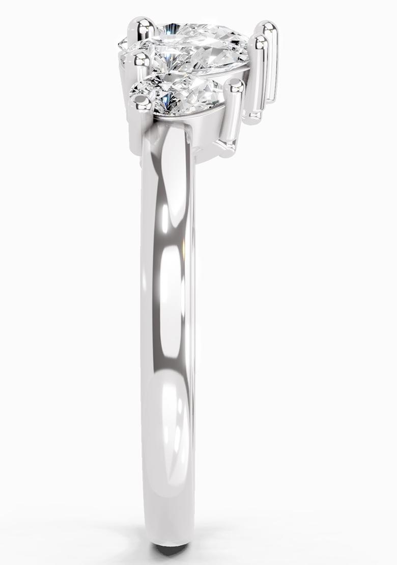 14Kt White Gold Lab Grown Diamond 1.14 Carat Pear Shape 5 Stone Diamond Ring for Women