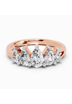 14Kt Rose Gold Lab Grown Diamond 1.14 Carat Pear Shape 5 Stone Diamond Ring for Women