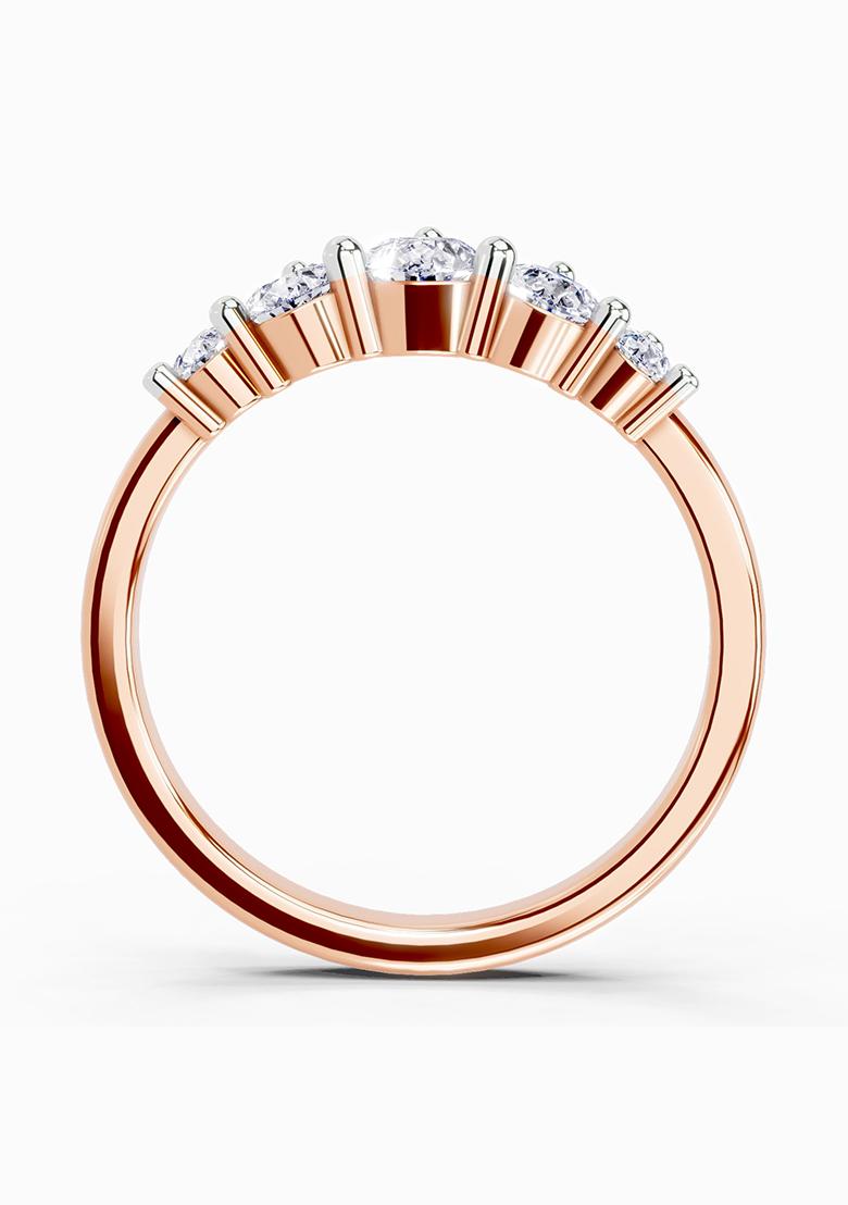 14Kt Rose Gold Lab Grown Diamond 1.14 Carat Pear Shape 5 Stone Diamond Ring for Women