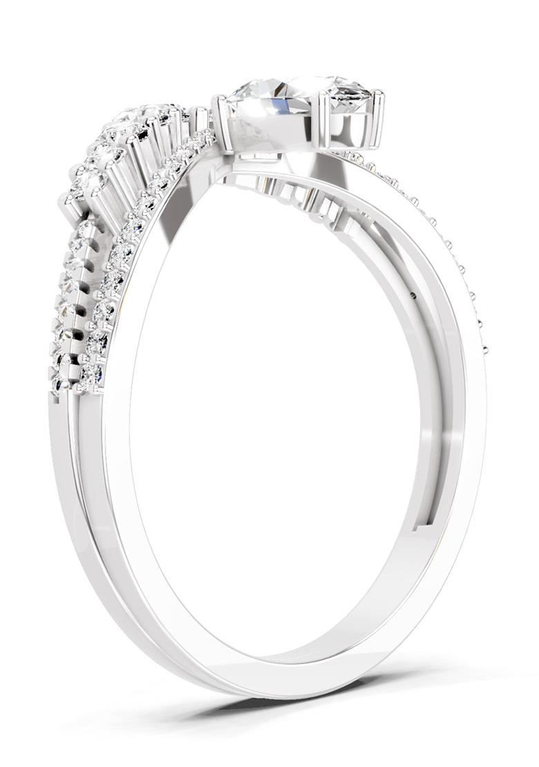 14Kt White Gold Lab Grown Diamond 0.82 Carat Oval Diamond Crown Ring Set for Women