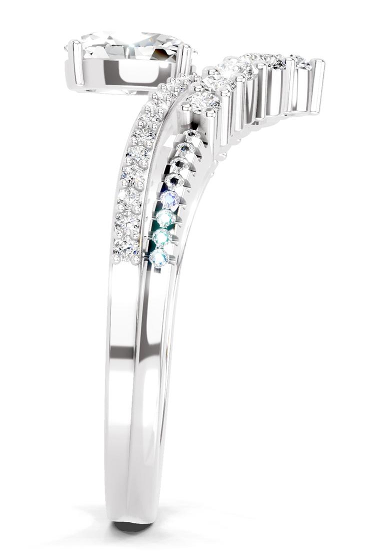 14Kt White Gold Lab Grown Diamond 0.82 Carat Oval Diamond Crown Ring Set for Women