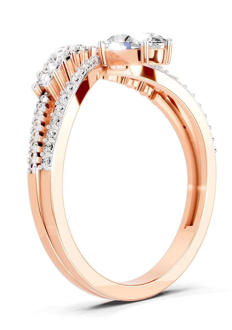 14Kt Rose Gold Lab Grown Diamond 0.82 Carat Oval Diamond Crown Ring Set for Women