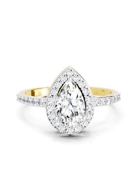14Kt Yellow Gold Lab Grown Diamond 1.22 Carat Pear Halo Diamond Engagement Ring for Women