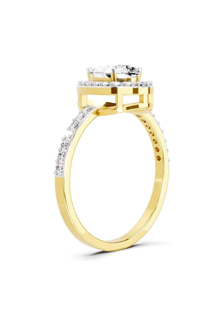 14Kt Yellow Gold Lab Grown Diamond 1.22 Carat Pear Halo Diamond Engagement Ring for Women