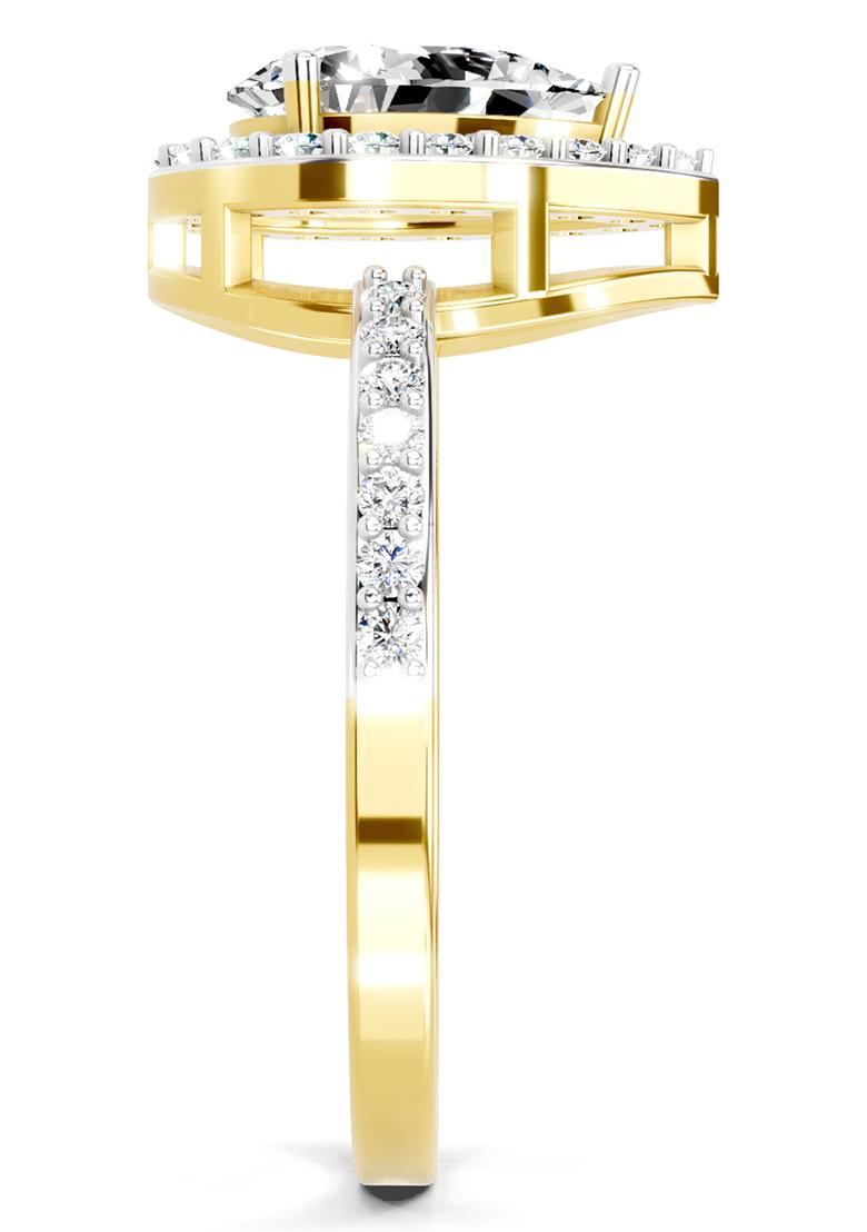 14Kt Yellow Gold Lab Grown Diamond 1.22 Carat Pear Halo Diamond Engagement Ring for Women