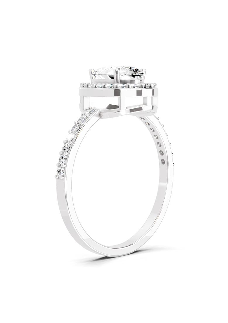 14Kt White Gold Lab Grown Diamond 1.22 Carat Pear Halo Diamond Engagement Ring for Women