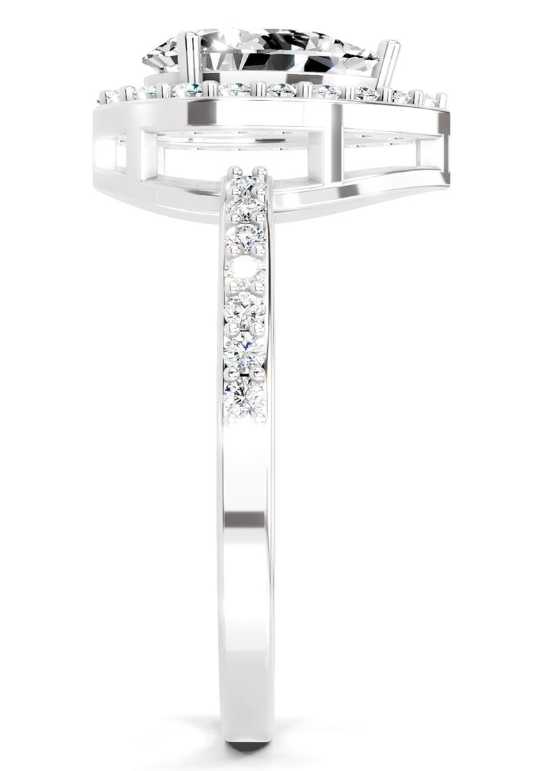 14Kt White Gold Lab Grown Diamond 1.22 Carat Pear Halo Diamond Engagement Ring for Women