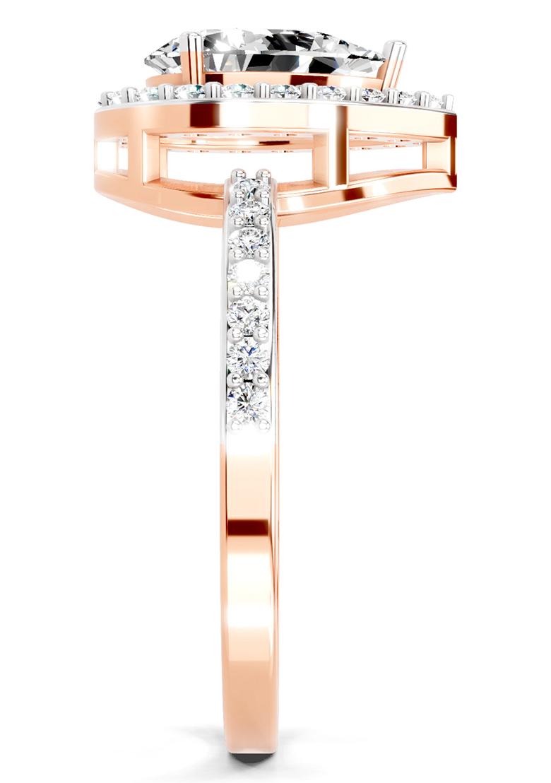 14Kt Rose Gold Lab Grown Diamond 1.22 Carat Pear Halo Diamond Engagement Ring for Women