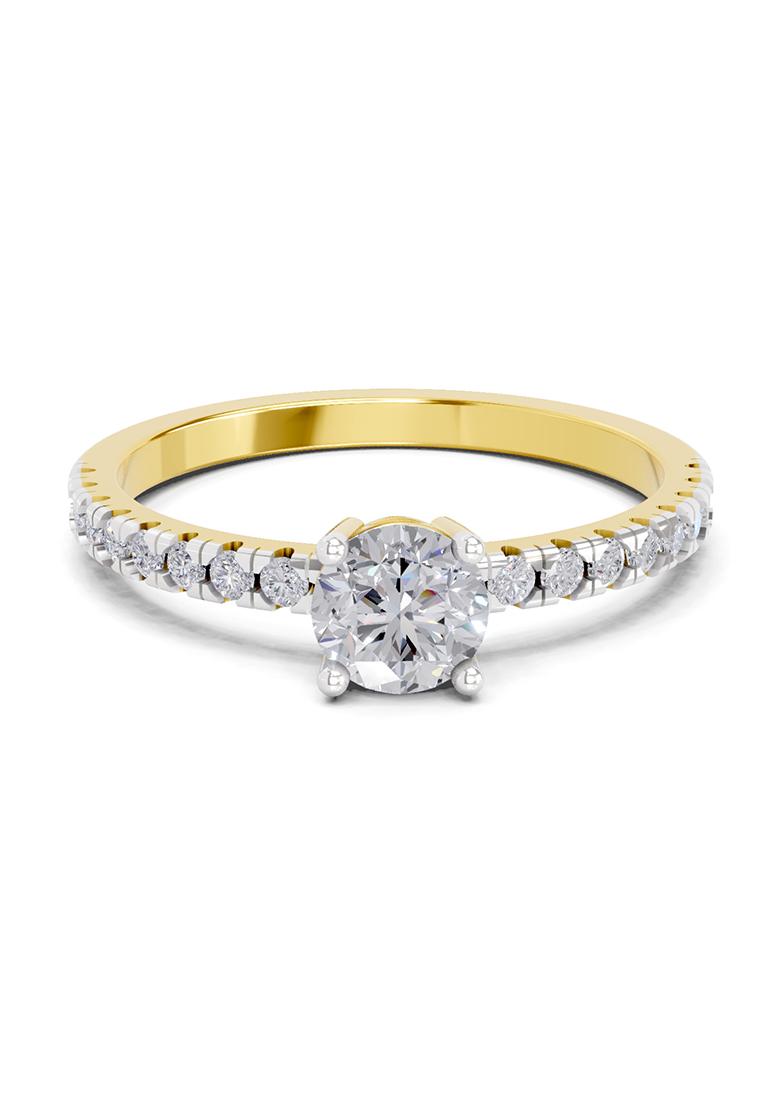 14Kt Yellow Gold Lab Grown Diamond 0.67 Carat Round Shape Solitaire Diamond Ring for Women