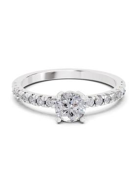 14Kt White Gold Lab Grown Diamond 0.67 Carat Round Shape Solitaire Diamond Ring for Women