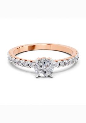 14Kt Rose Gold Lab Grown Diamond 0.67 Carat Round Shape Solitaire Diamond Ring for Women