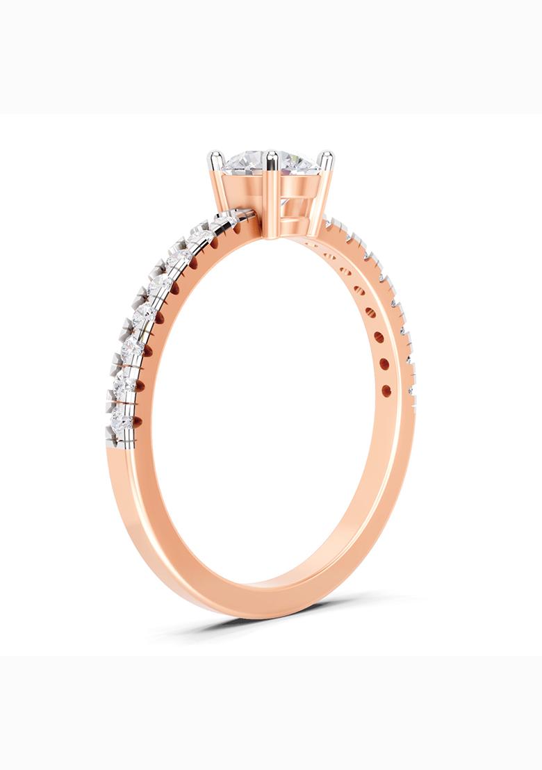 14Kt Rose Gold Lab Grown Diamond 0.67 Carat Round Shape Solitaire Diamond Ring for Women