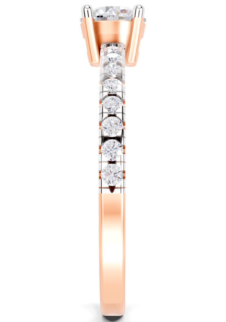 14Kt Rose Gold Lab Grown Diamond 0.67 Carat Round Shape Solitaire Diamond Ring for Women