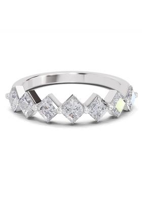14Kt White Gold Lab Grown Diamond 0.63 Carat Princess Shape 7 Stone Diamond Band Ring for Women