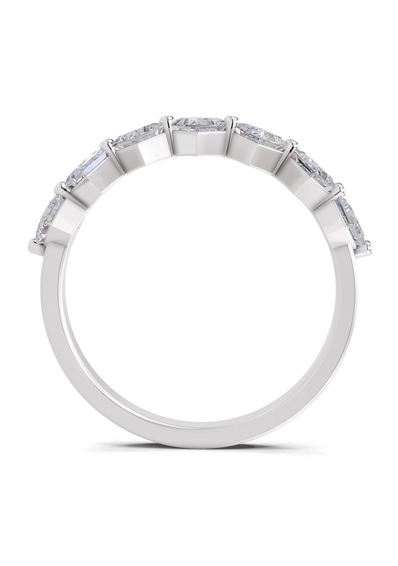 14Kt White Gold Lab Grown Diamond 0.63 Carat Princess Shape 7 Stone Diamond Band Ring for Women