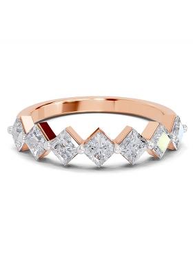 14Kt Rose Gold Lab Grown Diamond 0.63 Carat Princess Shape 7 Stone Diamond Band Ring for Women