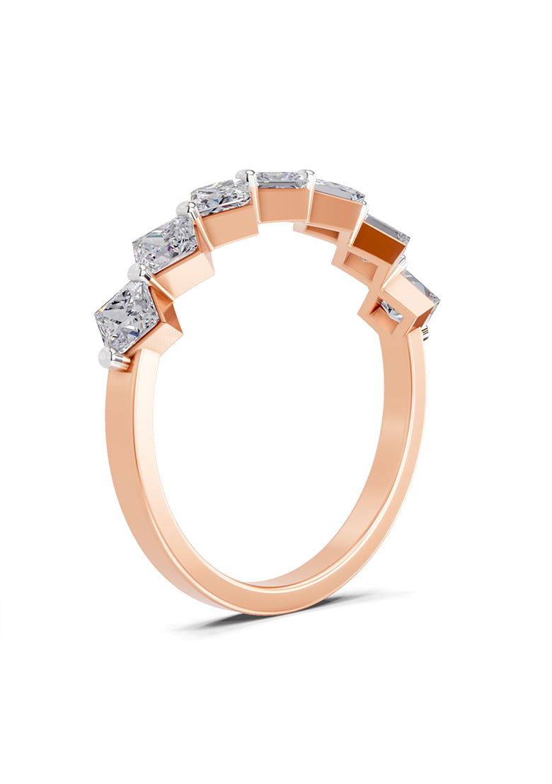 14Kt Rose Gold Lab Grown Diamond 0.63 Carat Princess Shape 7 Stone Diamond Band Ring for Women