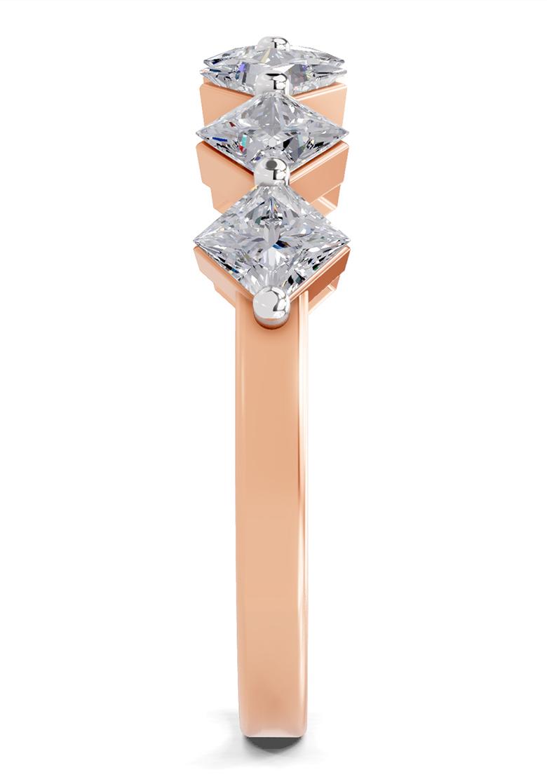 14Kt Rose Gold Lab Grown Diamond 0.63 Carat Princess Shape 7 Stone Diamond Band Ring for Women