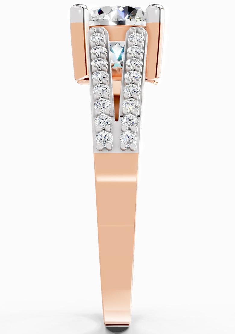 14Kt Rose Gold Lab Grown Diamond 1.19 Carat Round Halo Split Shank Diamond Ring for Women