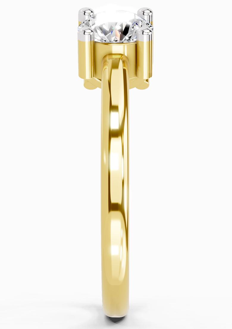 14Kt Yellow Gold Lab Grown Diamond 0.76 Ct Round Open Two Stone Ring for Women