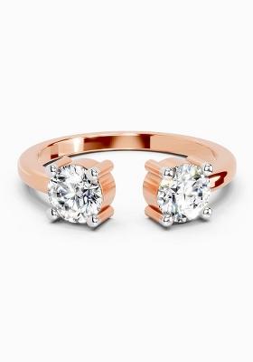 14Kt Rose Gold Lab Grown Diamond 0.76 Ct Round Open Two Stone Ring for Women