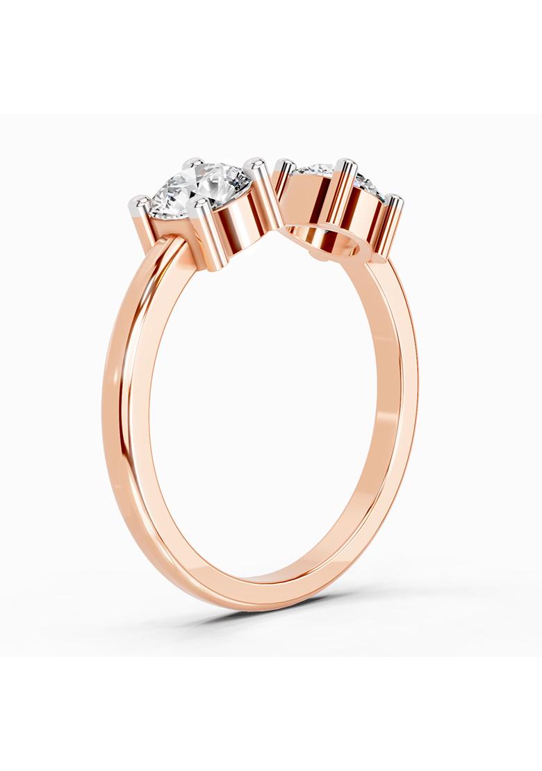 14Kt Rose Gold Lab Grown Diamond 0.76 Ct Round Open Two Stone Ring for Women