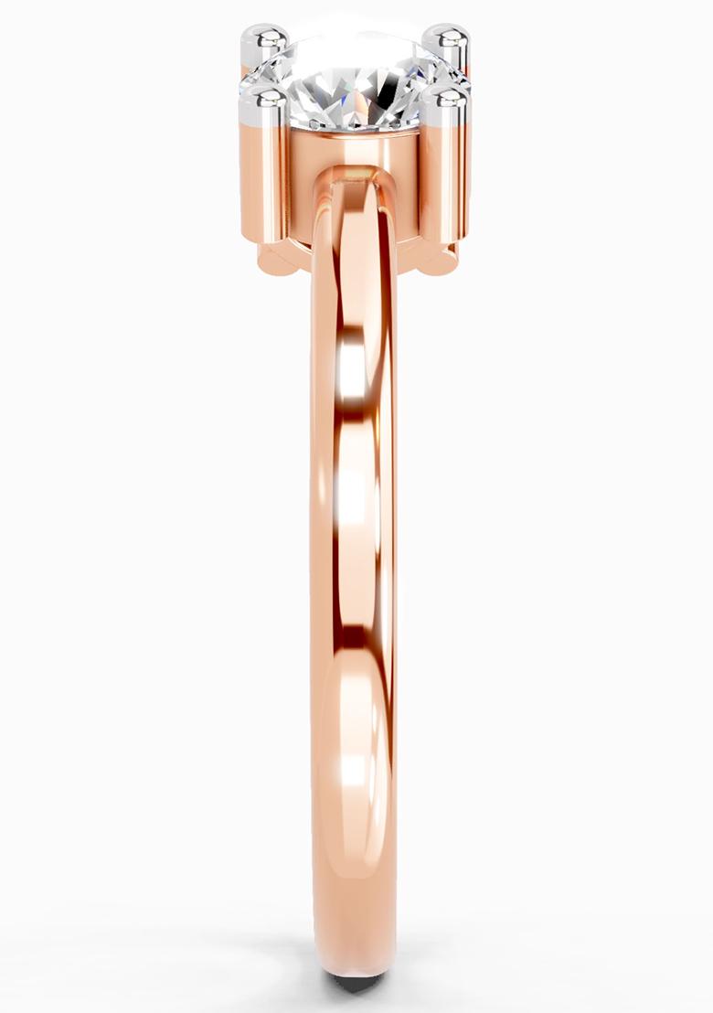 14Kt Rose Gold Lab Grown Diamond 0.76 Ct Round Open Two Stone Ring for Women