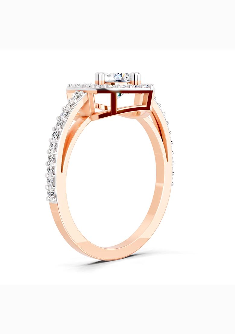 14Kt Rose Gold Lab Grown Diamond 0.84 Carat Round Halo Heart Ring for Women