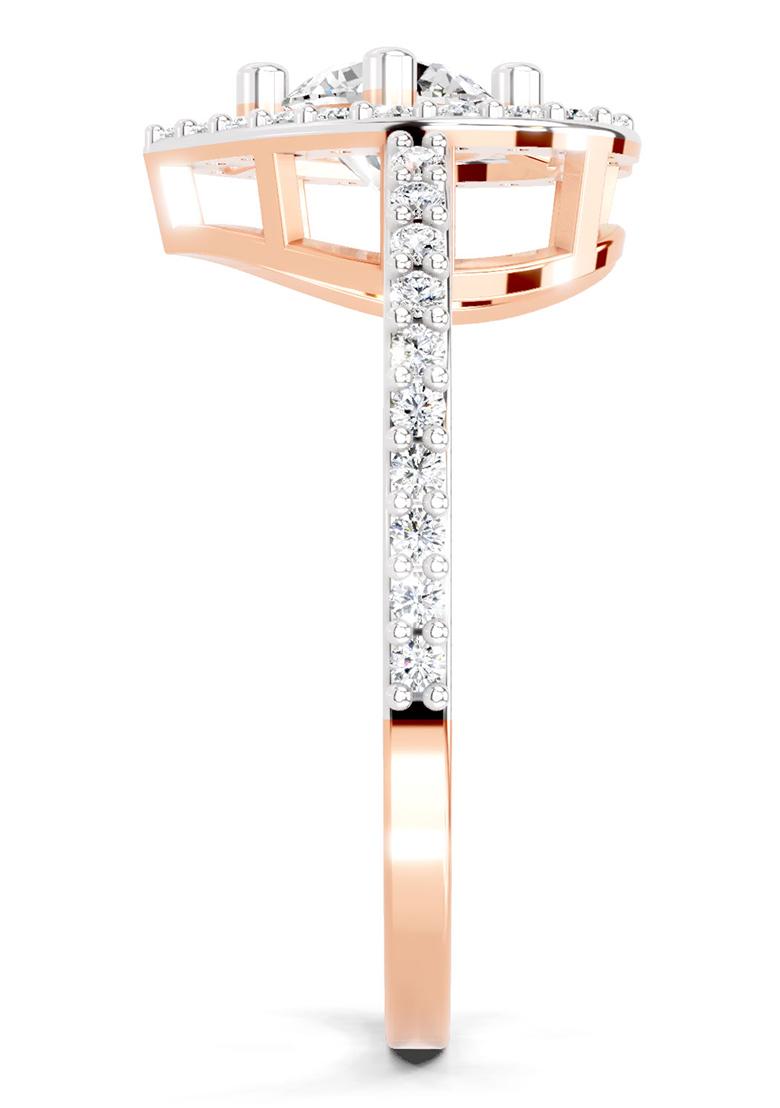 14Kt Rose Gold Lab Grown Diamond 0.84 Carat Round Halo Heart Ring for Women