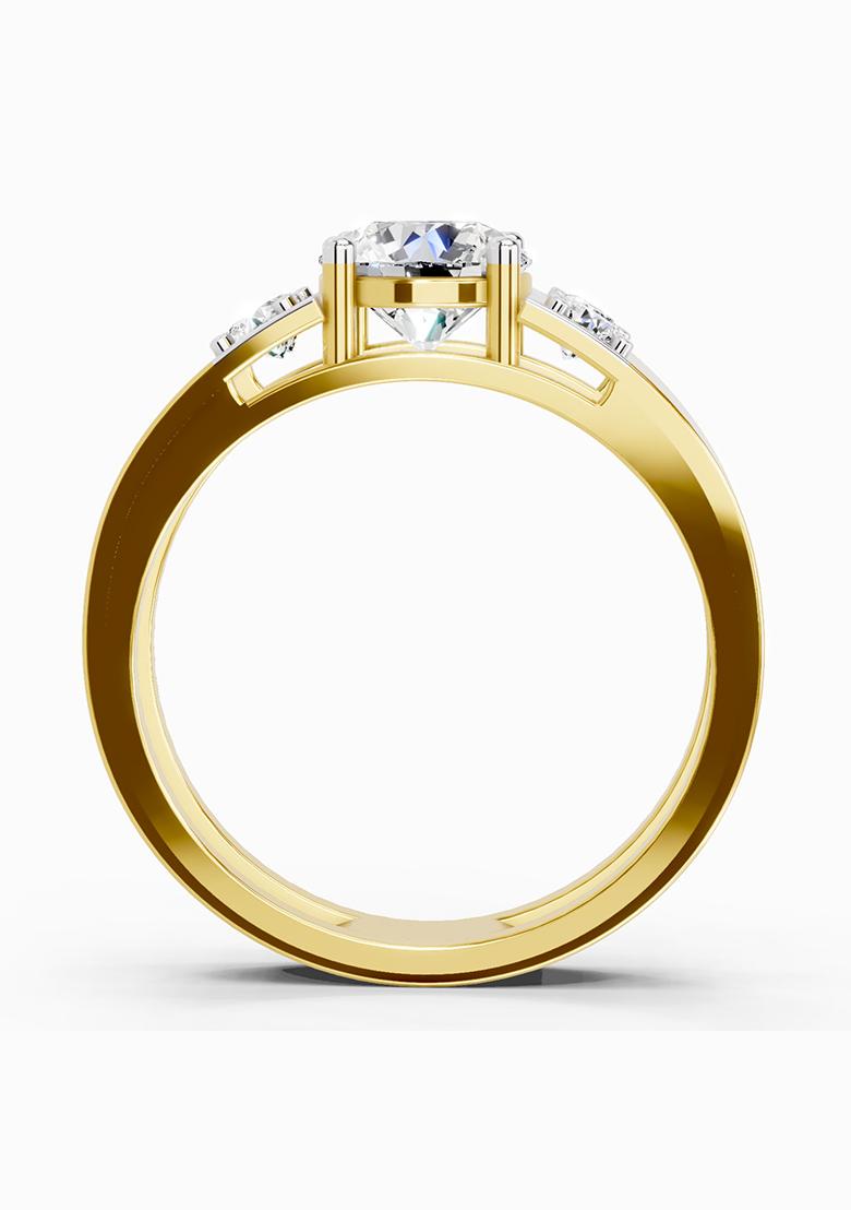 14Kt Yellow Gold Lab Grown Diamond 1.42 Carat Round Shape Dimaond Ring