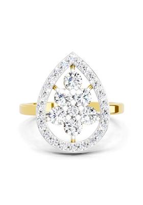 14Kt Yellow Gold Lab Grown Diamond 1.01 CT Round Cluster Diamond Ring for Women