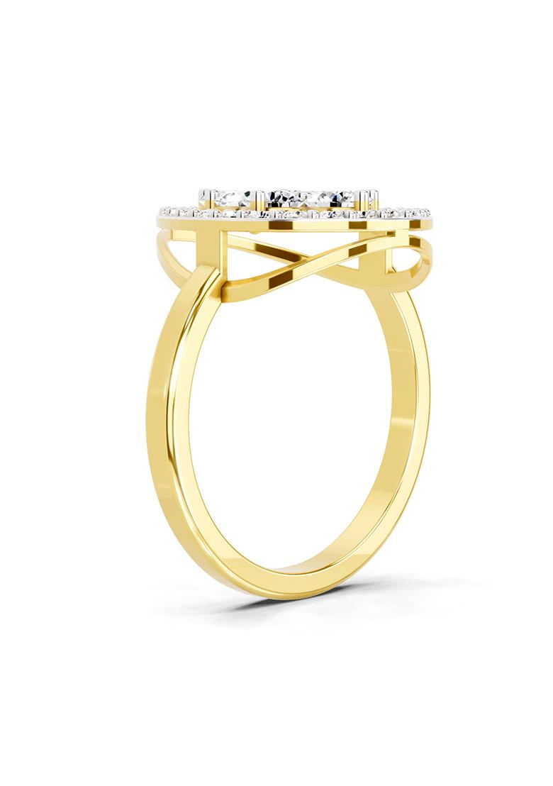 14Kt Yellow Gold Lab Grown Diamond 1.01 CT Round Cluster Diamond Ring for Women