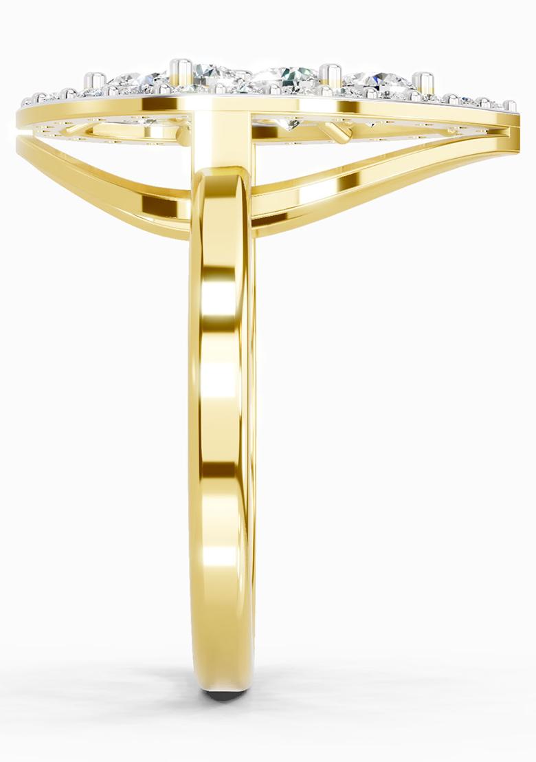 14Kt Yellow Gold Lab Grown Diamond 1.01 CT Round Cluster Diamond Ring for Women