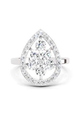 14Kt White Gold Lab Grown Diamond 1.01 CT Round Cluster Diamond Ring for Women