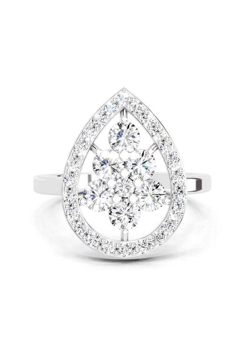 14Kt White Gold Lab Grown Diamond 1.01 CT Round Cluster Diamond Ring for Women