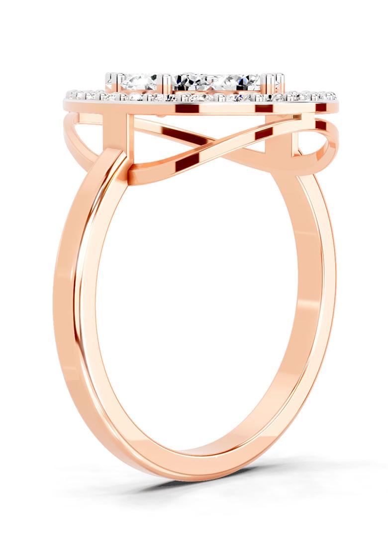 14Kt Rose Gold Lab Grown Diamond 1.01 CT Round Cluster Diamond Ring for Women